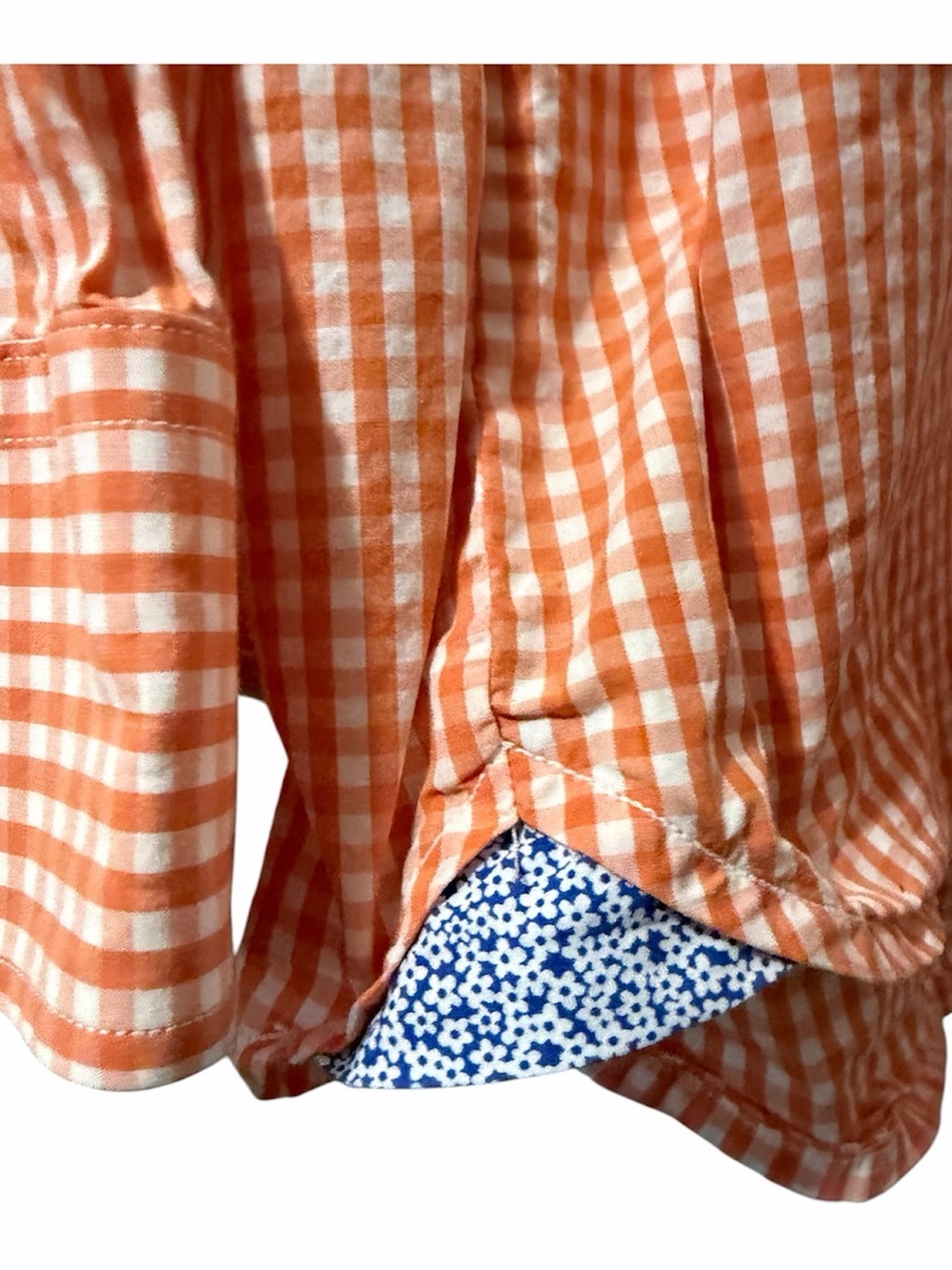 Tommy Bahama 3XL Orange White Gingham Print Long Sleeve Pocket With Logo - Picture 4 of 6